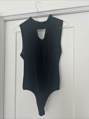 Marciano Black Draped Sleeveless Bodysuit
